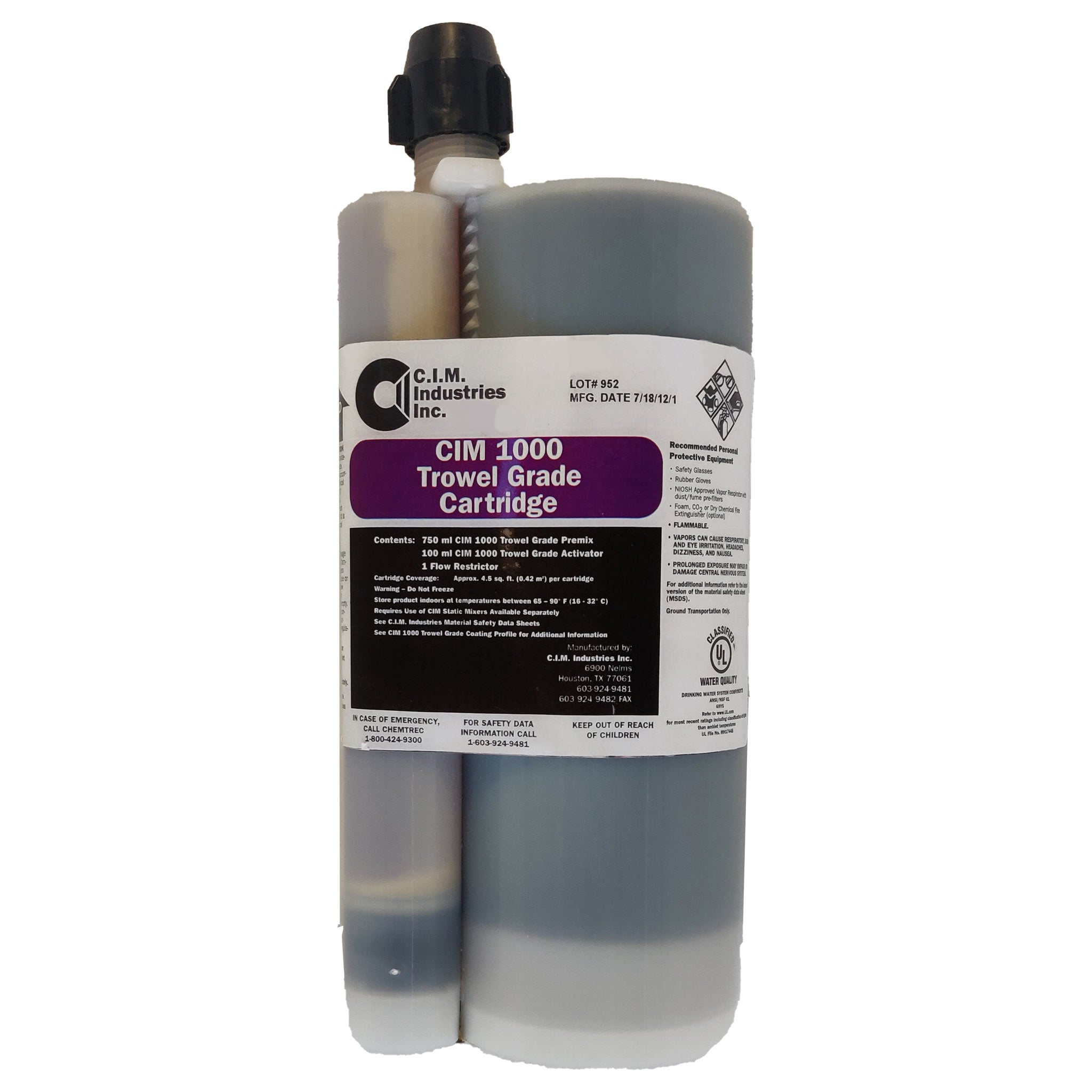 CIM 1000 Trowel Grade Dual Cartridge 850mL Quadro Coatings Inc.